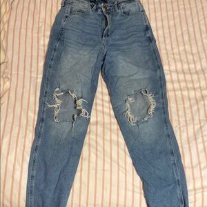 Stylish Blue Distressed Women's Jeans